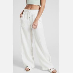 Athleta Cabo Linen Wide Leg Pants White Size 4 Summer Resort